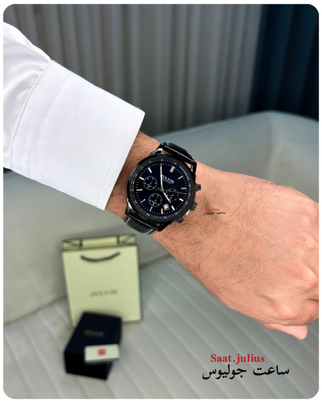 ساعت جولیوس مردانه سه موتور بند چرم