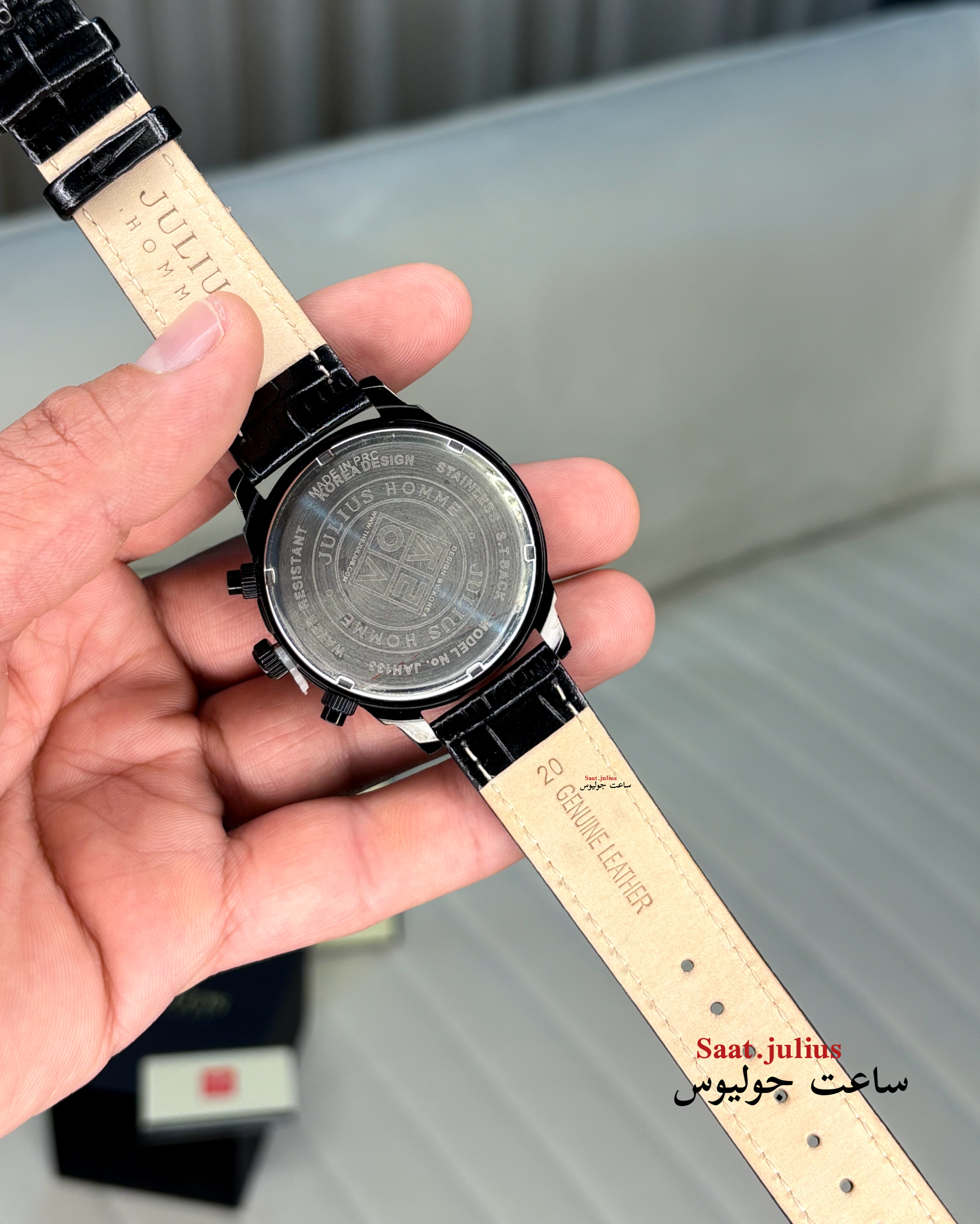ساعت جولیوس مردانه سه موتور بند چرم مدل JAH-133B