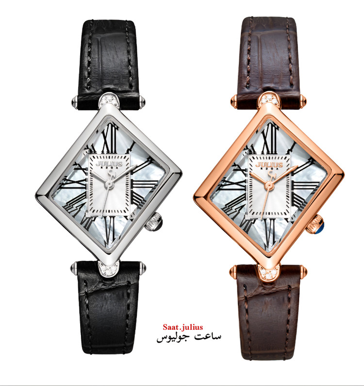 ساعت جولیوس زنانه چهار گوش بند چرم مدل JA-1527