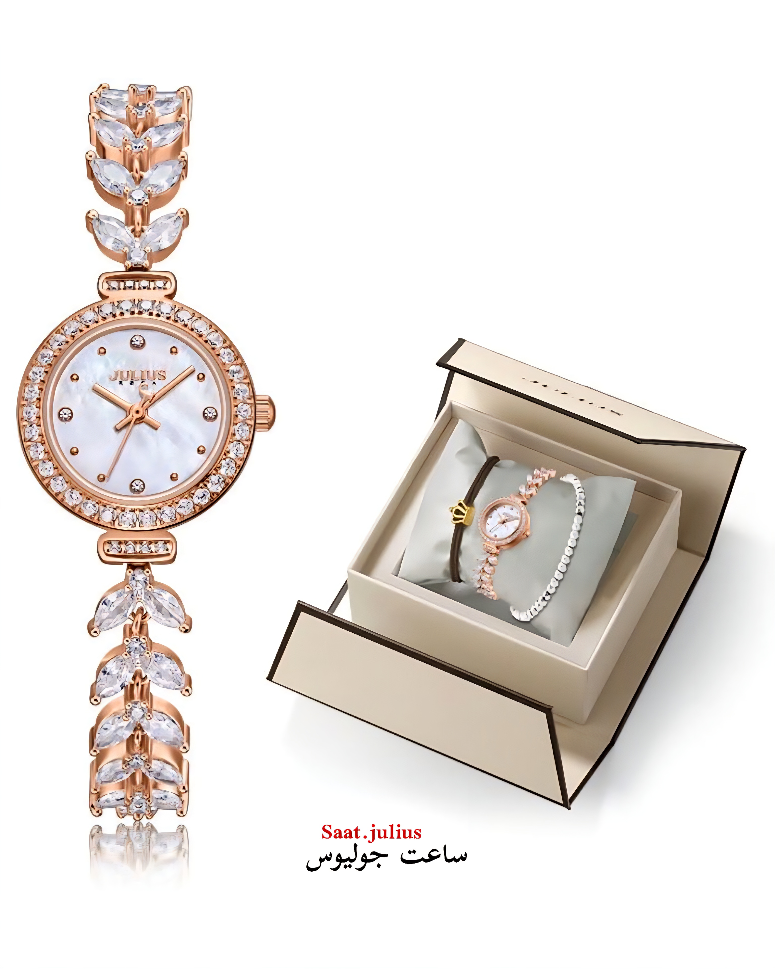 ساعت جولیوس زنانه نگین دار فلزی مدل JA-1435B