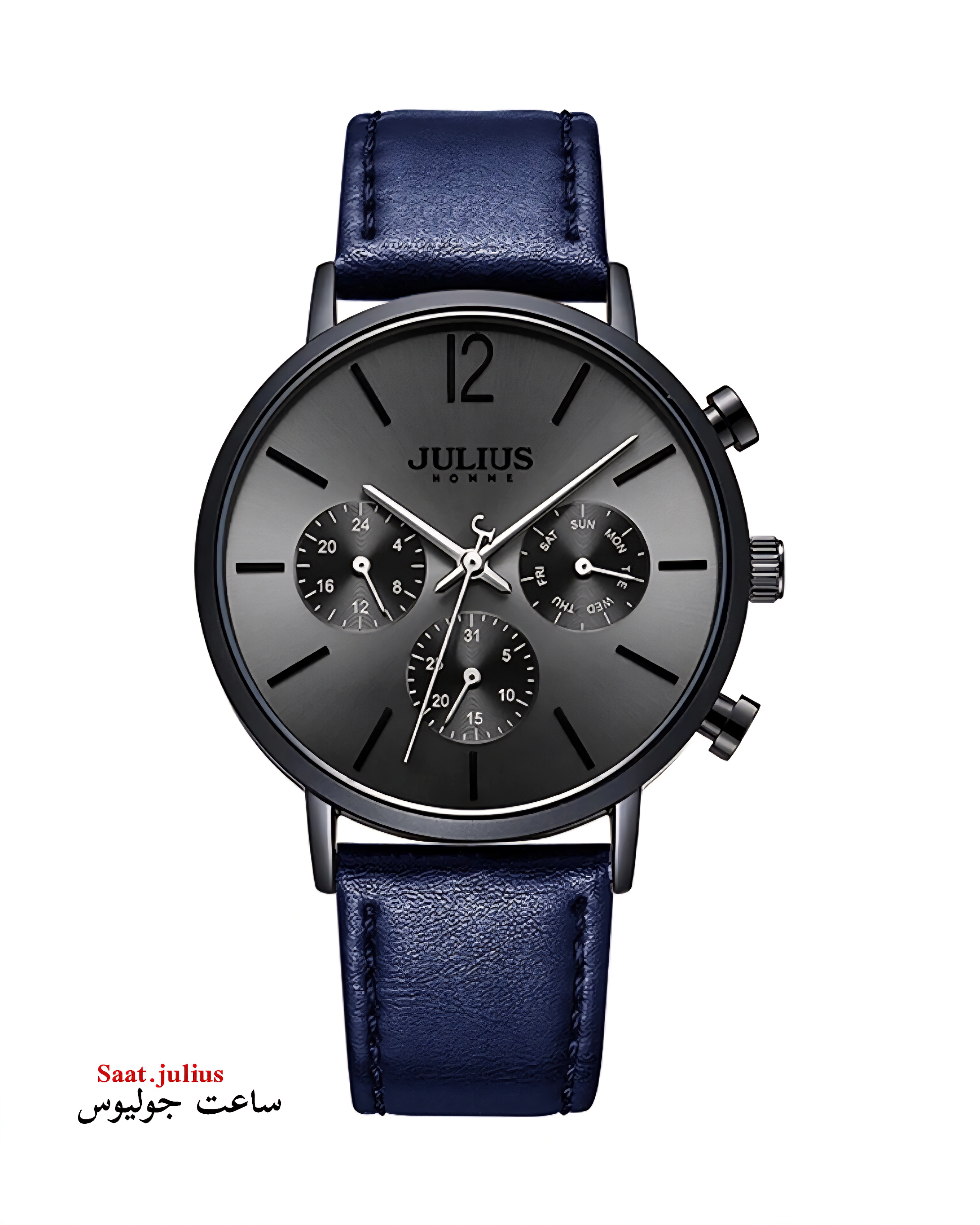 ساعت جولیوس مردانه سه موتور بند چرم مدل JAH-101B