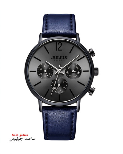 ساعت جولیوس مردانه سه موتور بند چرم مدل JAH-101B