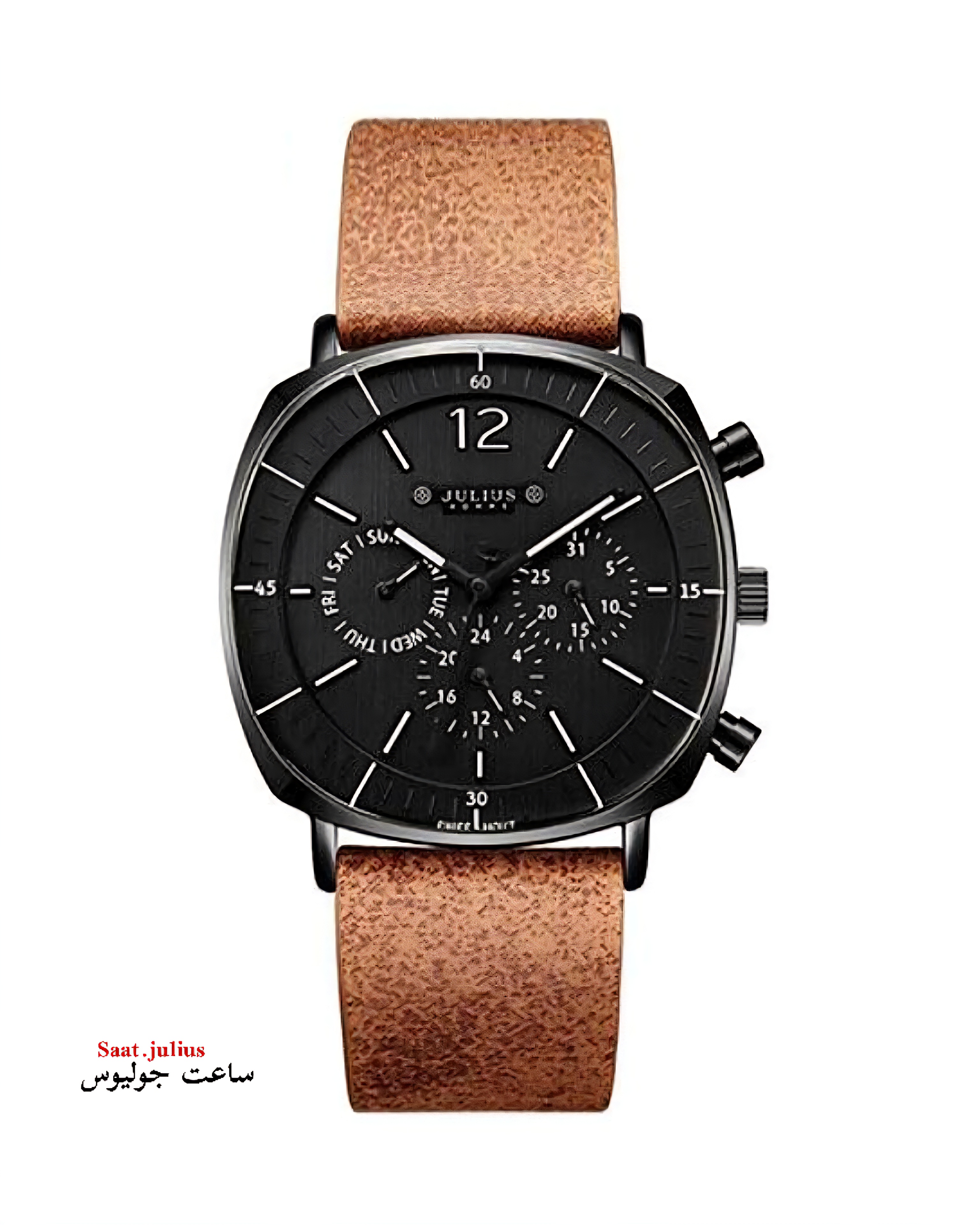 ساعت جولیوس مردانه سه موتور بند چرم مدل JAH-098D