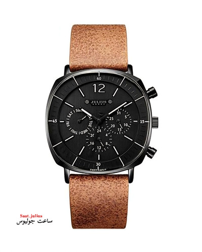 ساعت جولیوس مردانه سه موتور بند چرم مدل JAH-098D