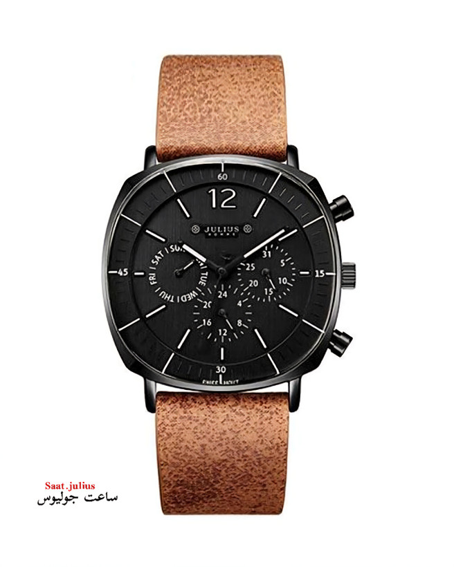 ساعت جولیوس مردانه سه موتور بند چرم مدل JAH-098D