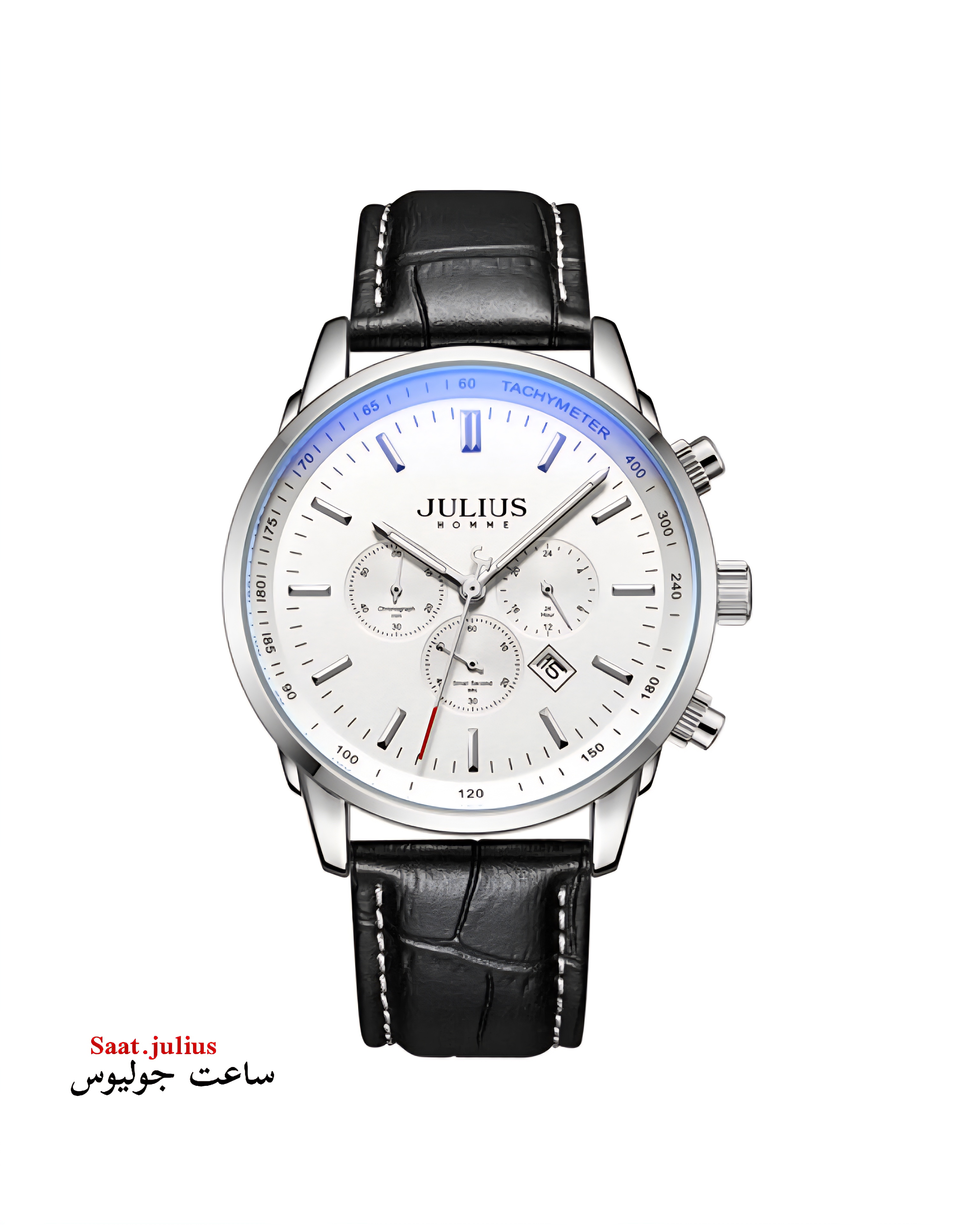 ساعت جولیوس مردانه بند چرم سه موتور مدل JAH-133A
