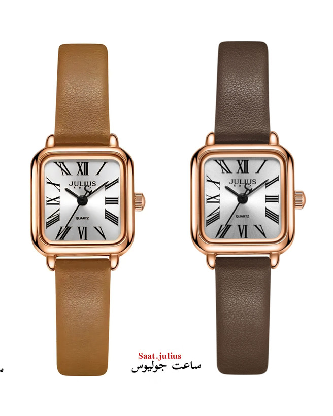 ساعت جولیوس زنانه چهار گوش بند چرم مدل JA-1414