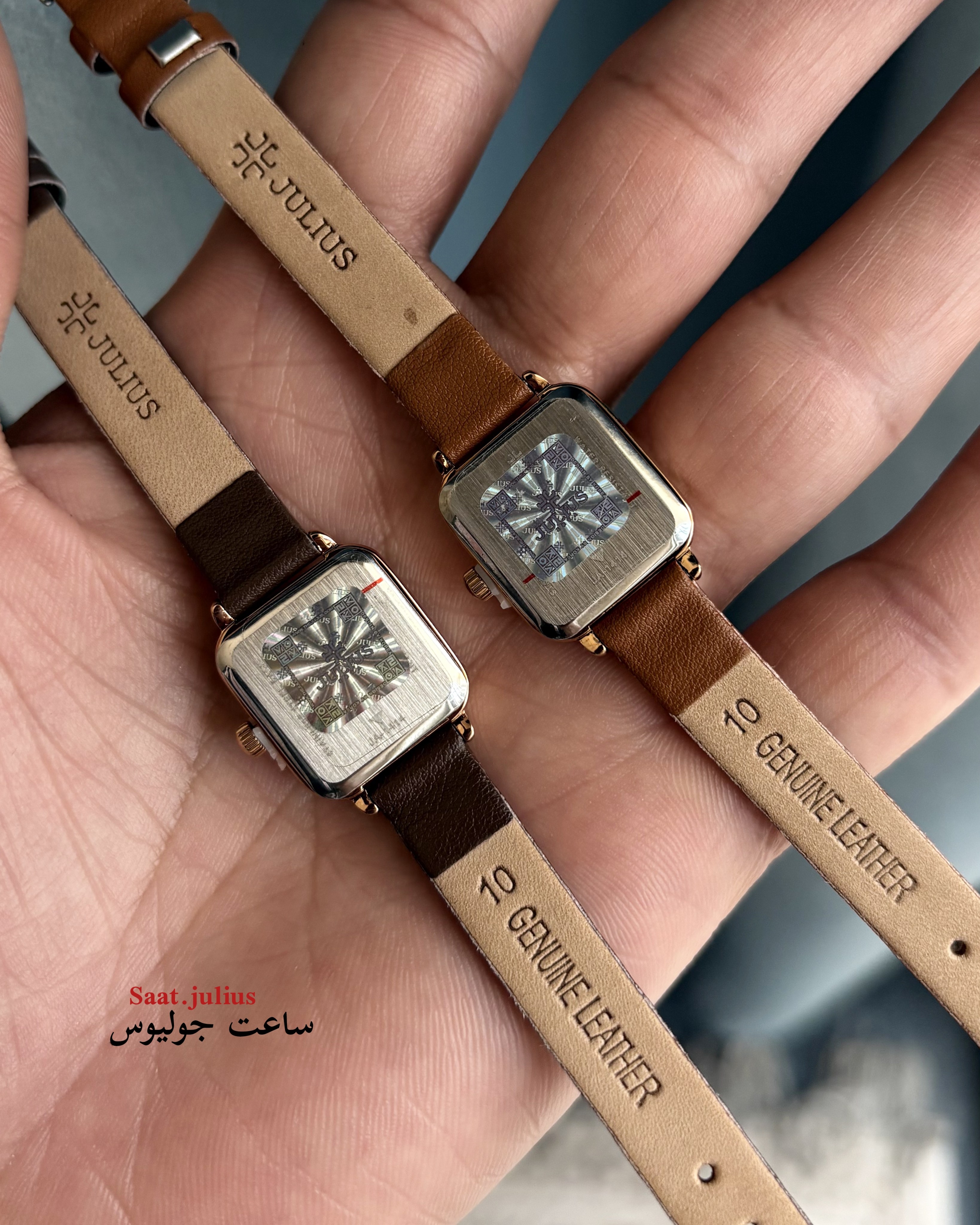 ساعت جولیوس زنانه چهار گوش بند چرم مدل JA-1414