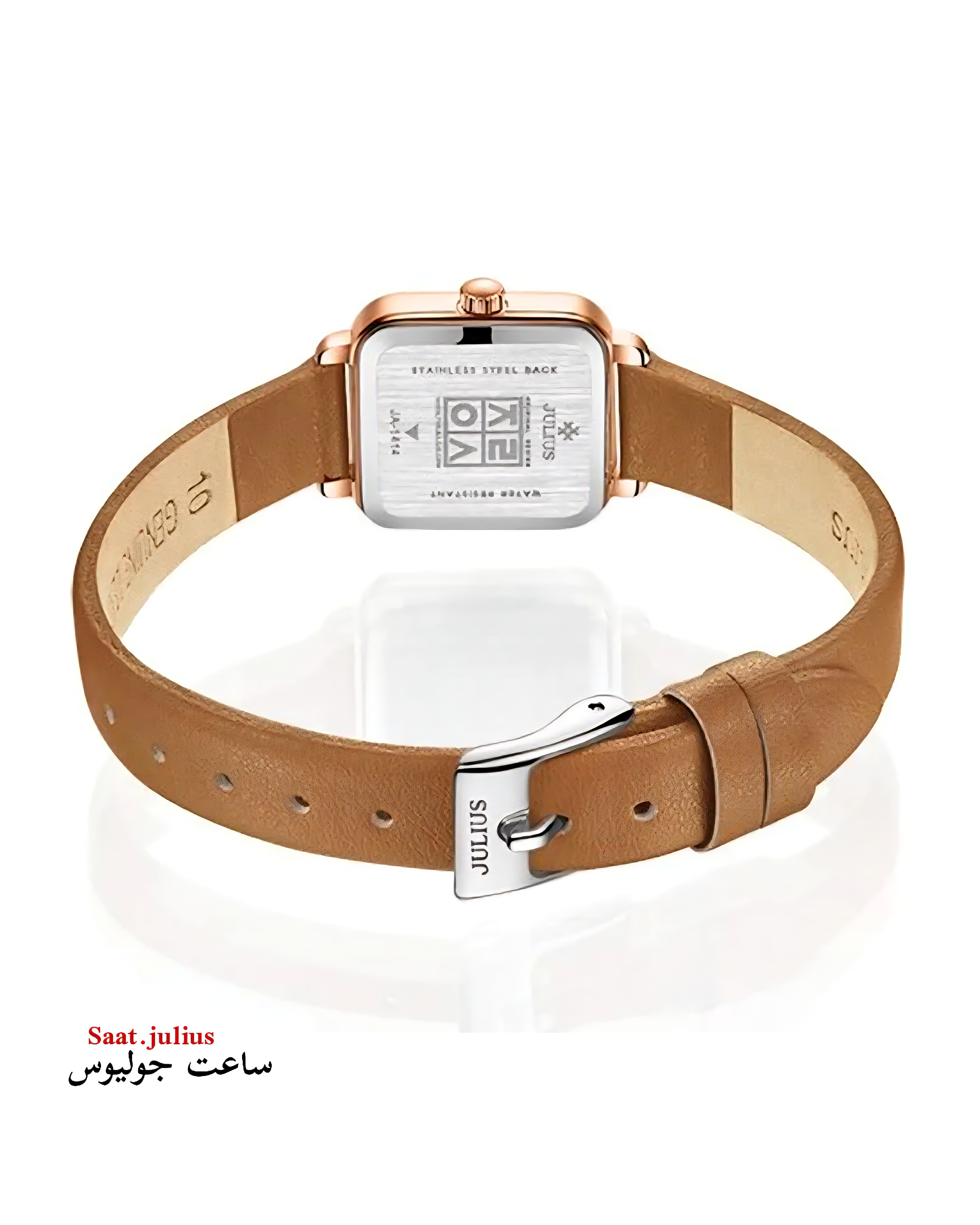 ساعت جولیوس زنانه چهار گوش بند چرم مدل JA-1414