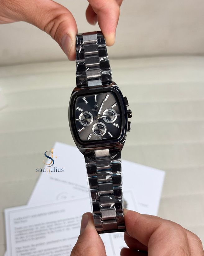 ساعت بلانو مردانه فلزی سه موتور چهارگوش مدل B6108-7G